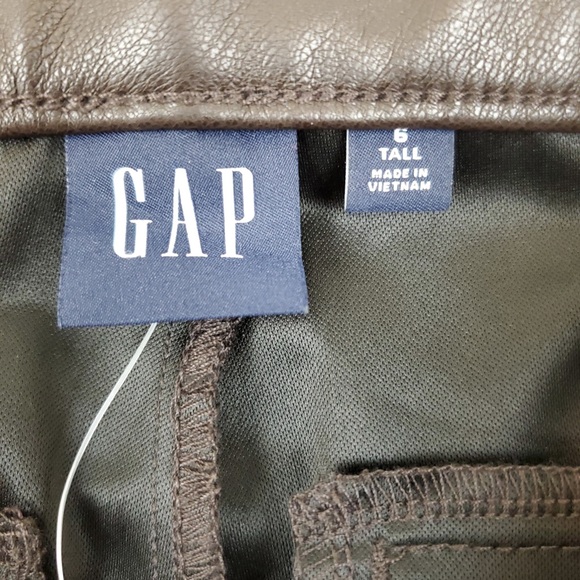 Gap Mid Rise Vegan Leather Skinny Pants - Brown 6 Tall - Picture 5 of 9